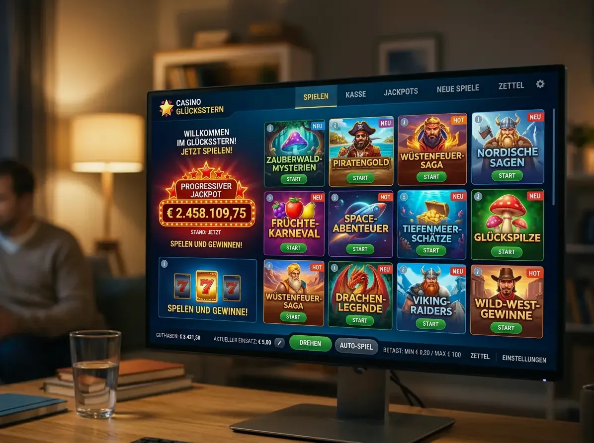 Lobby von True Luck mit Slots, Live-Casino und Tischspielen