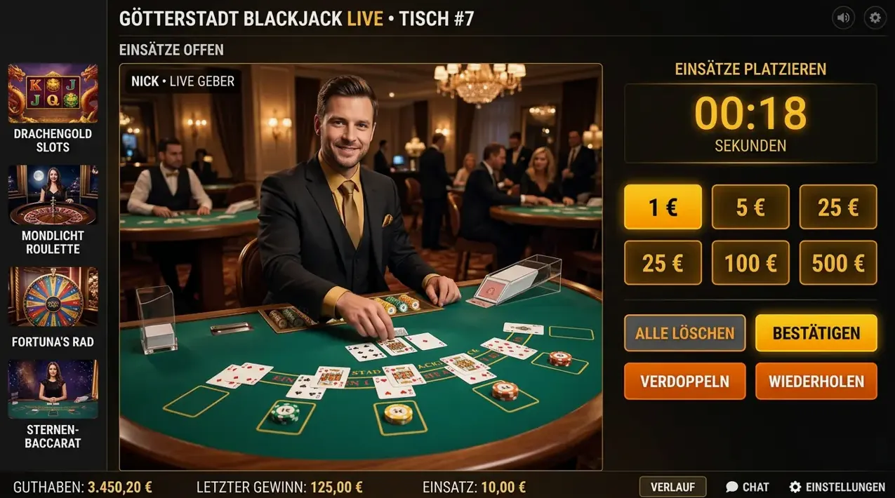 Live Dealer Tische — Auswahl bei True Luck