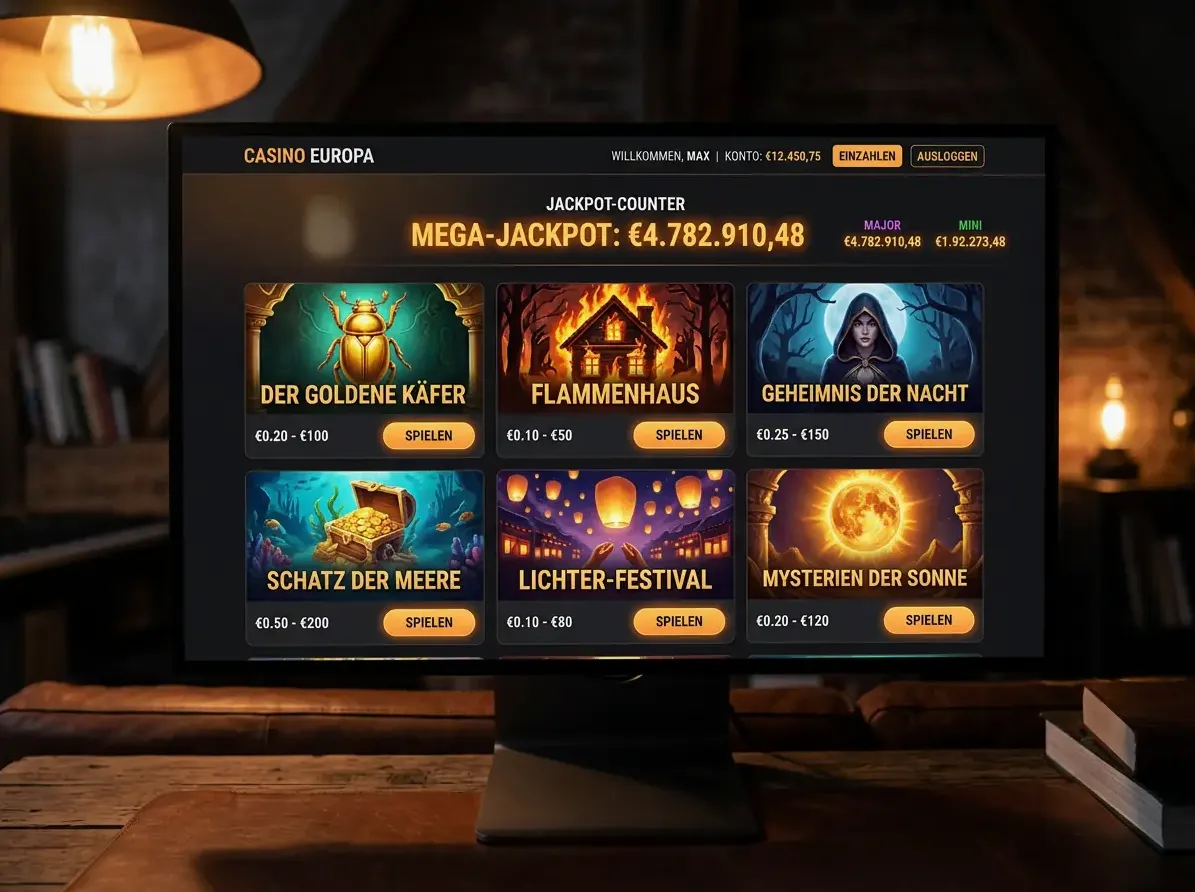 Lobby von True Luck mit Slots, Live-Casino und Tischspielen